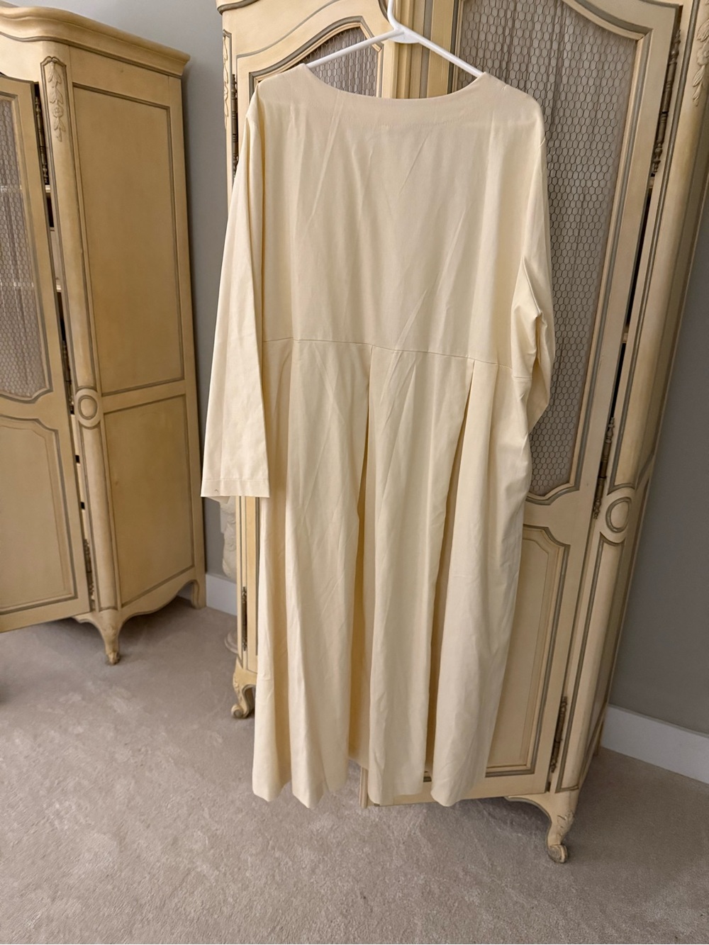 Cream Long Sleeve Midi Dress - Classic Elegant Style